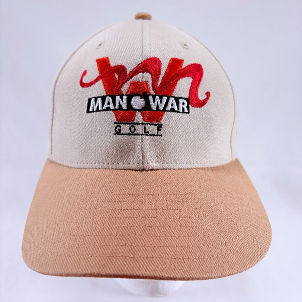 New Era Man O War Golf Myrtle Beach Beige Tan Embroidered Golf Baseball Cap Hat